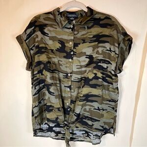 Sanctuary Green and Brown Button‎ Down Shirt